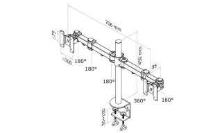 Uchwyt biurkowy na dwa monitory do 27" Neomounts FPMA-D960D