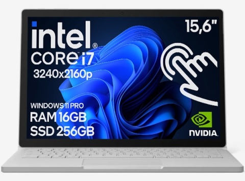 15" Microsoft Surface Book 3 Core i7-10GEN GTX 1660 Ti 16GB 256 SSD Win11 A-