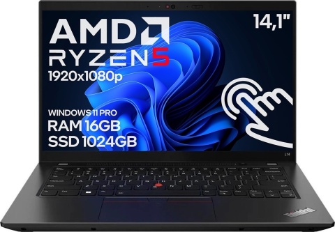 Dotykowy Laptop Lenovo ThinkPad L14 Gen2 Ryzen 5 Pro 16GB 1TB Win11 A